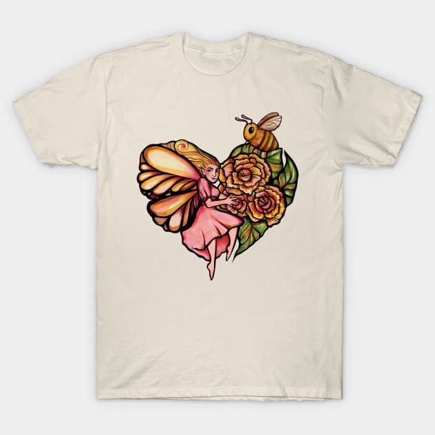 Spring Bee Fairy Art T-Shirt by bubbsnugg